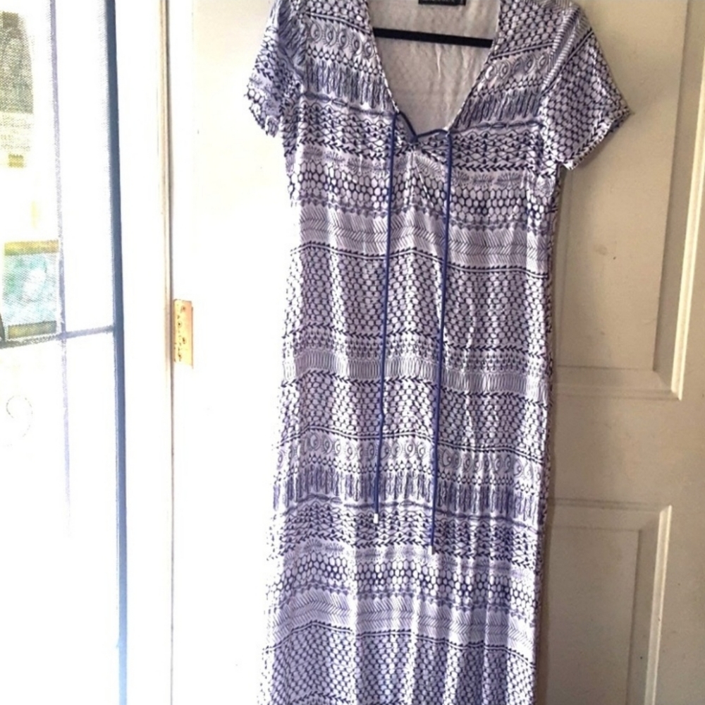 Antik Batik white and blue dress